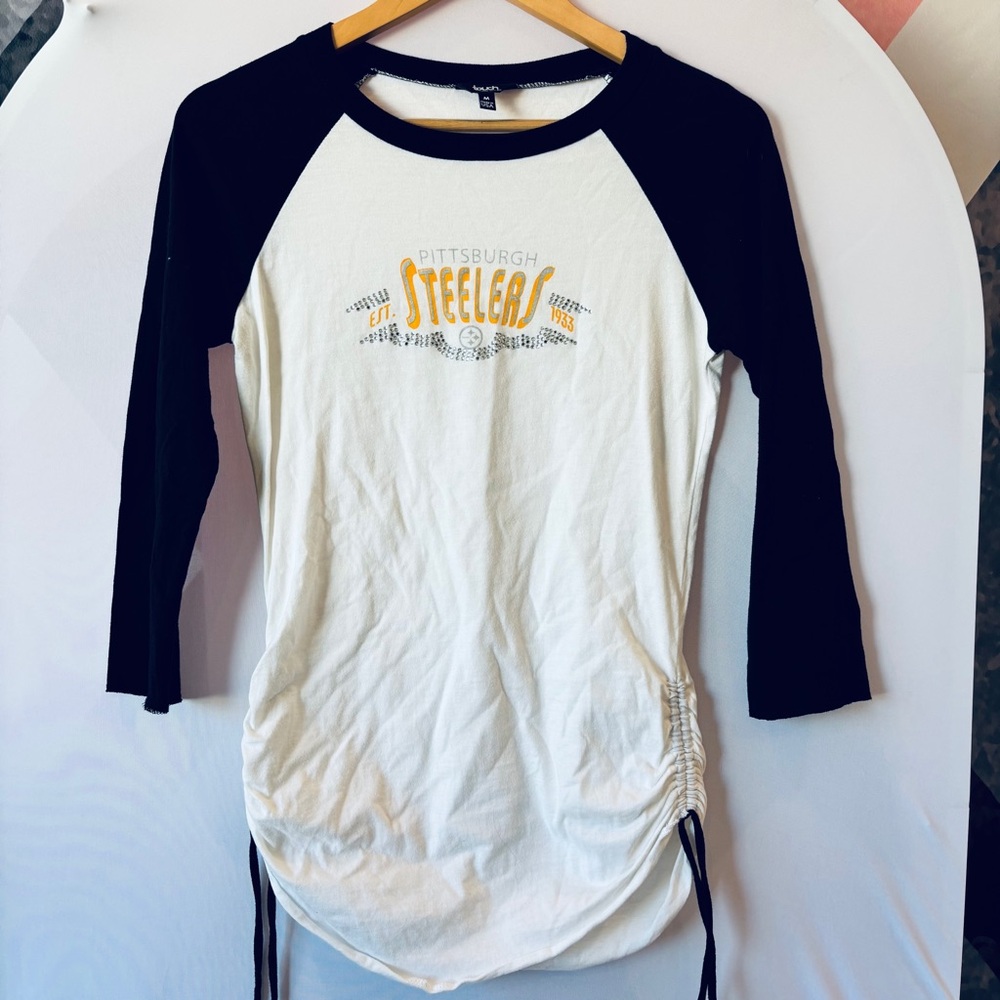 Pittsburgh Steelers Black and White Raglan Shirt